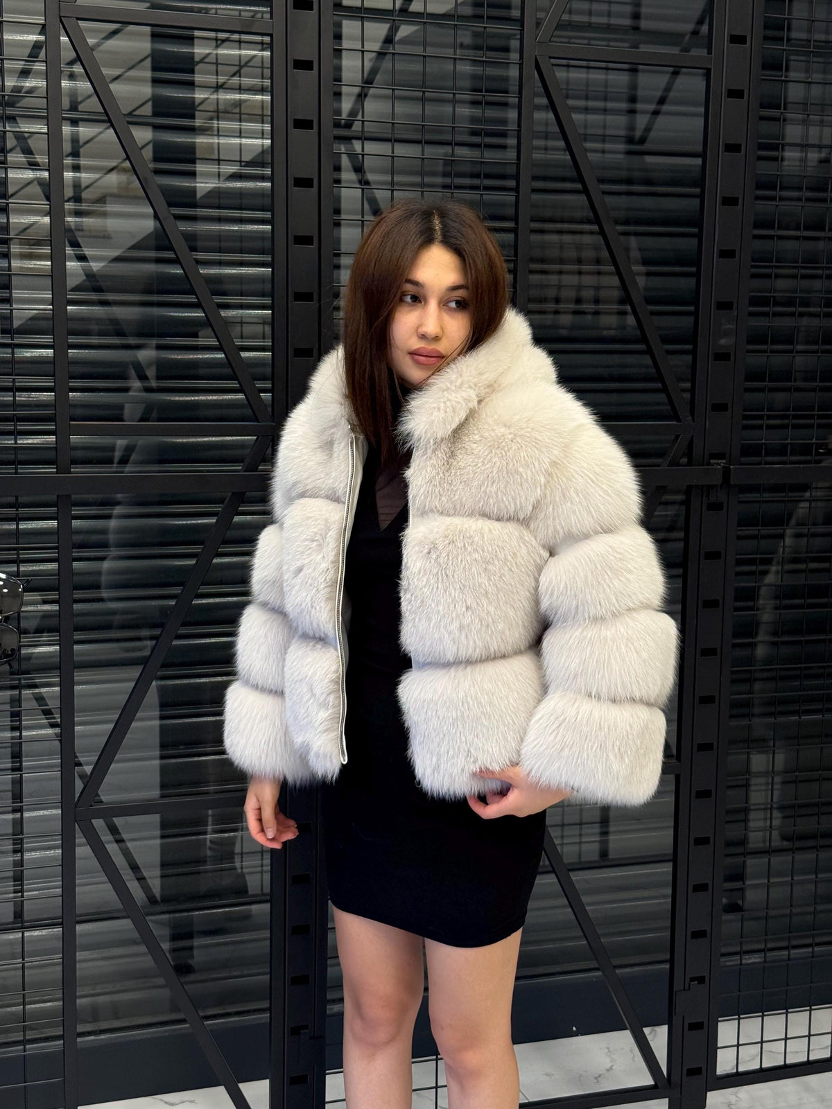 Beige Fox Fur Jacket, Women’s Cropped Fox Fur Coat , Short Fox Fur Jacket.. Fox Fur