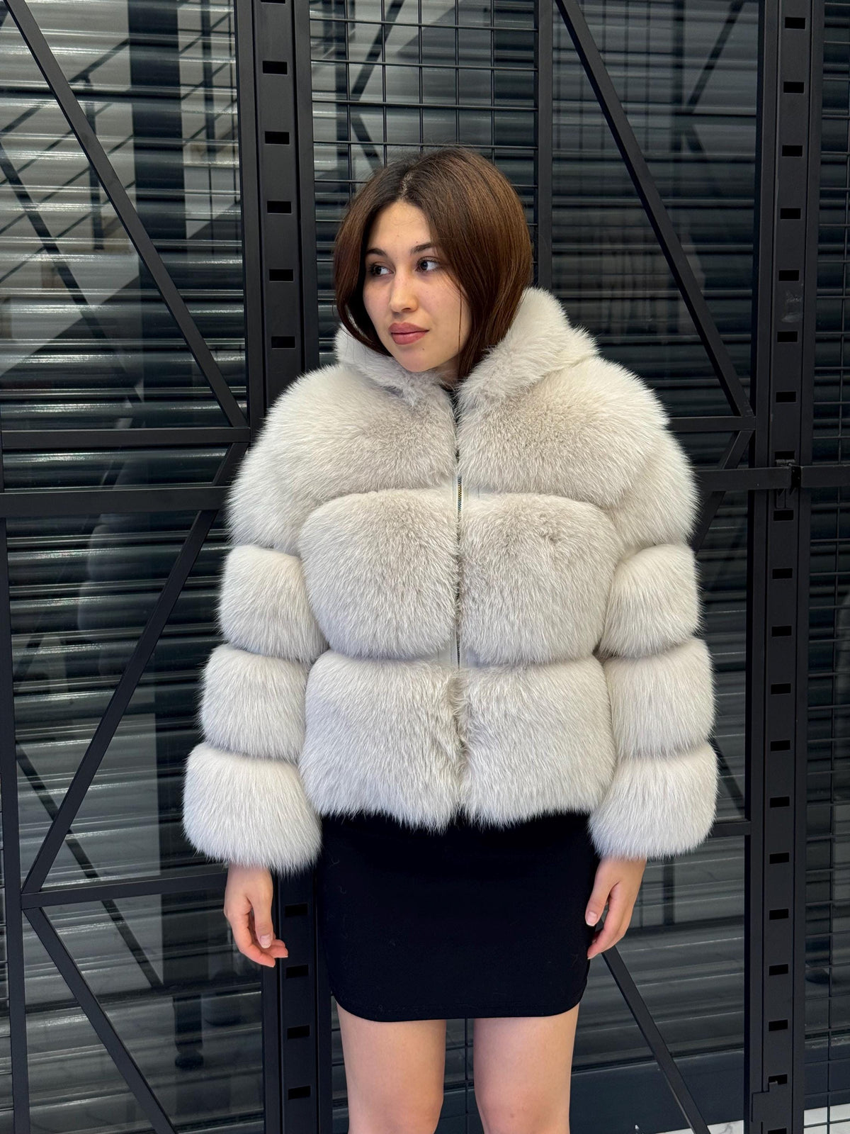Beige Fox Fur Jacket, Women’s Cropped Fox Fur Coat , Short Fox Fur Jacket.. Fox Fur