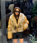 Gold Fox Fur Jacket, Women Fox Fur Coat,- Short Fox Fur Jacket.. Argentina Fox Fur_- Premium Fox Fur Jacket