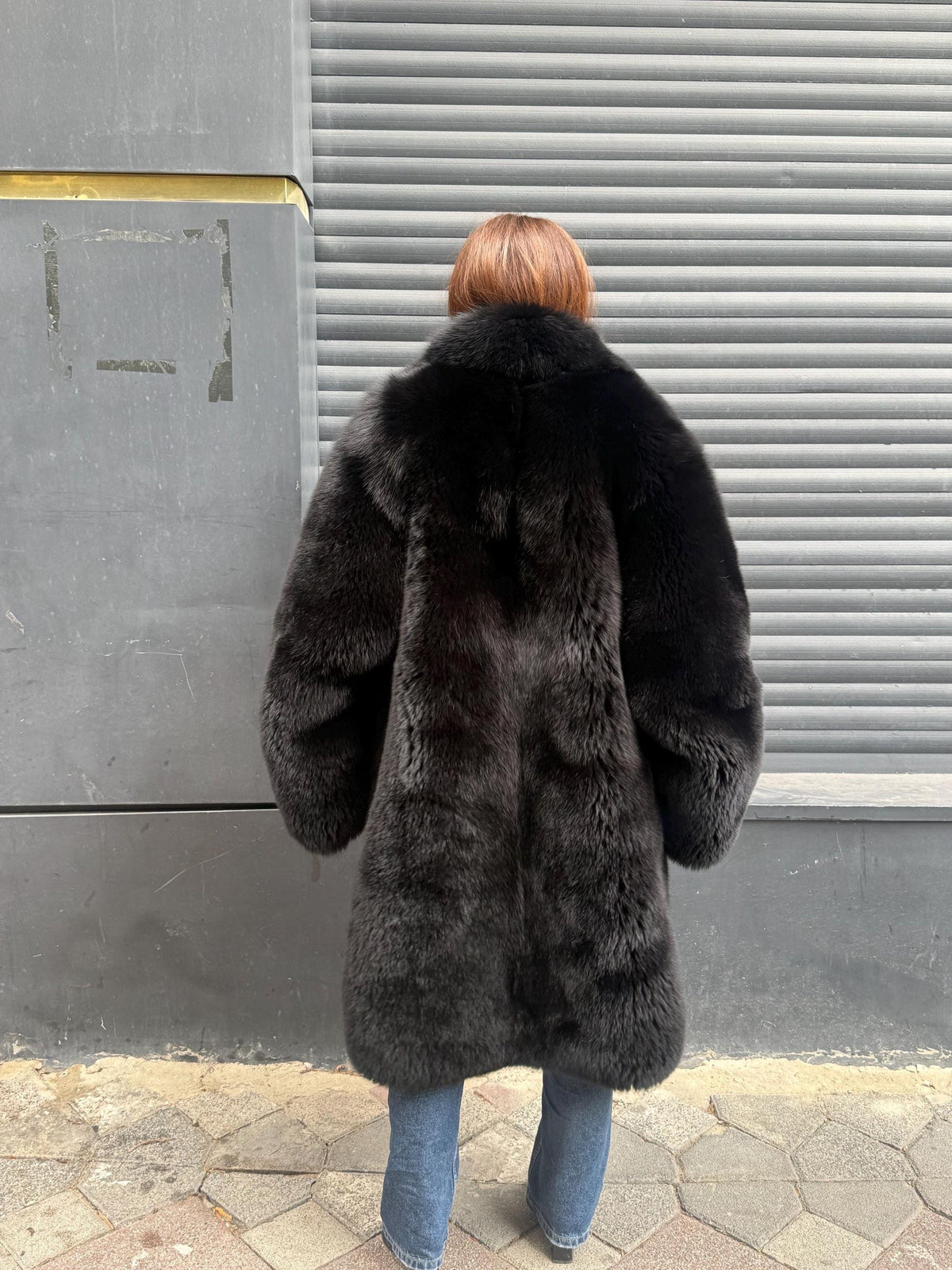 Long Black Fox Fur Coat, Unisex Fox Fur Jacket. Women Fox Fur Jacket, Men Fox Fur Coat