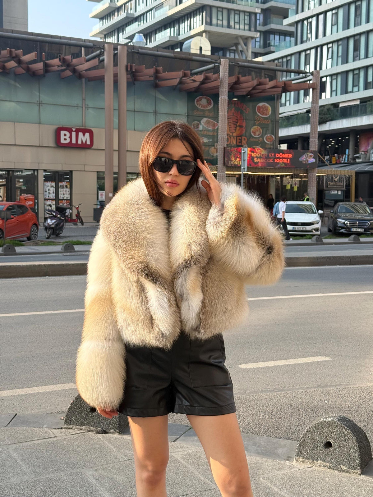 Gold Fox Fur Jacket, Women Short Fox Fur Coat..- Cropped Fox Fur Jacket