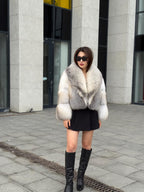 Women Fox Fur Jacket, Short Fox Fur Coat, Arctic Fox Fur Jacket, Arctic white Fox Fur.. Cropped Fox Fur Jacket
