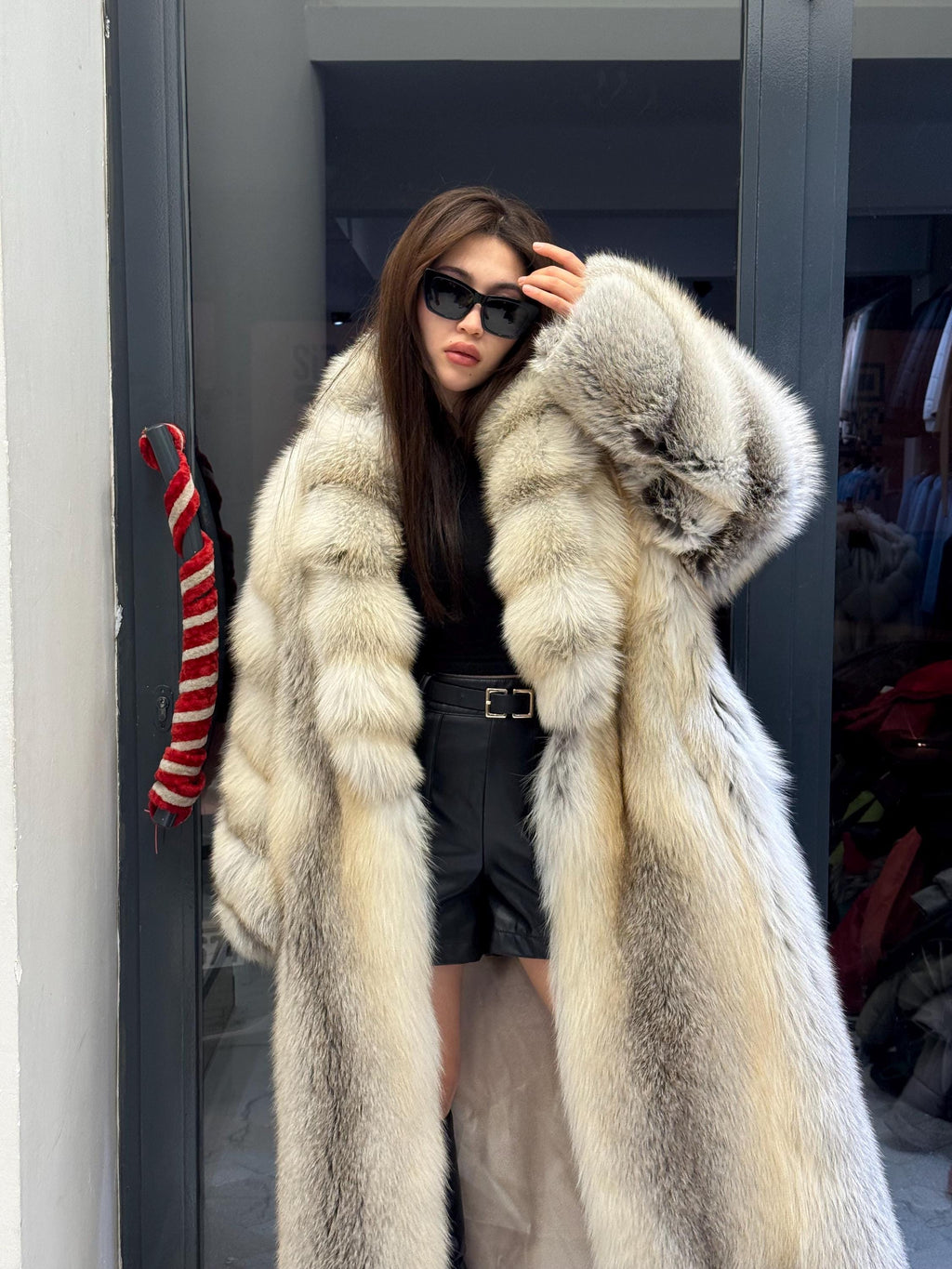 Luxury Long Gold Fox Fur Coat, Unisex Fox Fur Jacket, Men Fox Fur Coat,- Premium Women Fox Fur Jacket