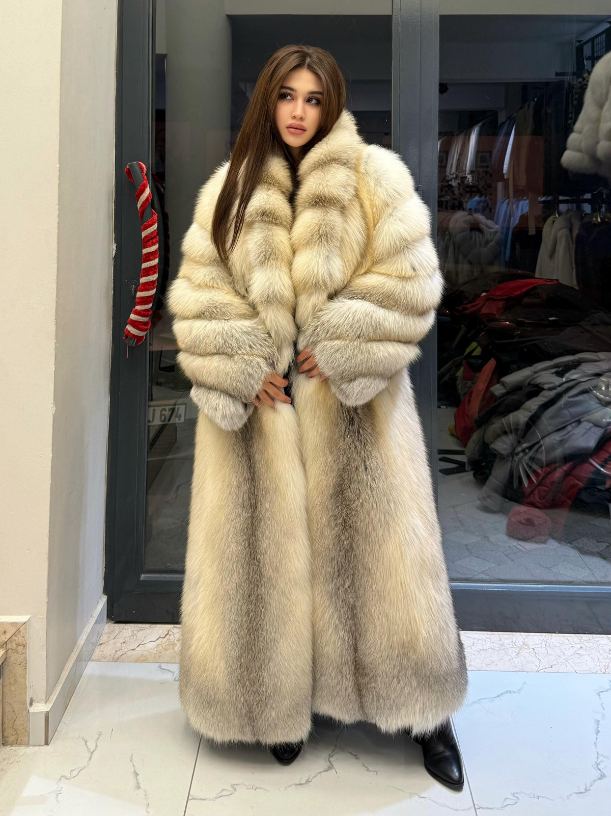 Luxury Long Gold Fox Fur Coat, Unisex Fox Fur Jacket, Men Fox Fur Coat,- Premium Women Fox Fur Jacket