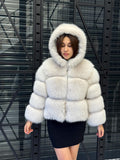 Beige Fox Fur Jacket, Women’s Cropped Fox Fur Coat , Short Fox Fur Jacket.. Fox Fur