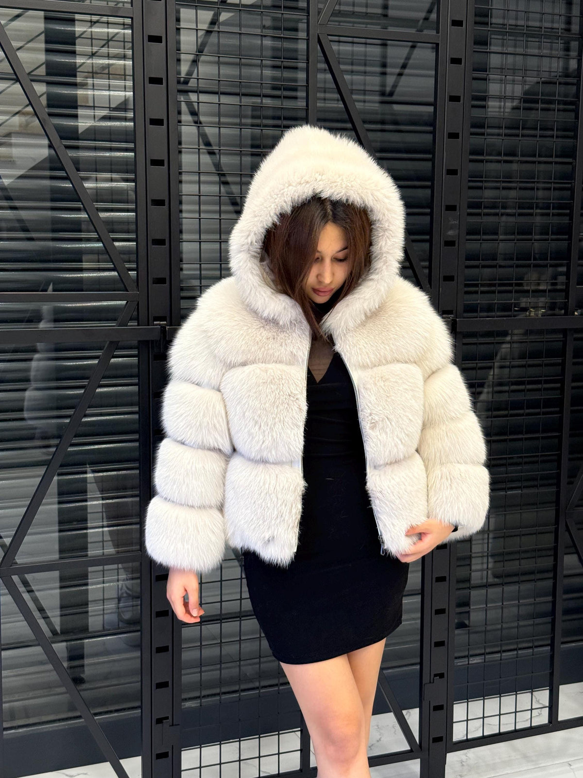Beige Fox Fur Jacket, Women’s Cropped Fox Fur Coat , Short Fox Fur Jacket.. Fox Fur