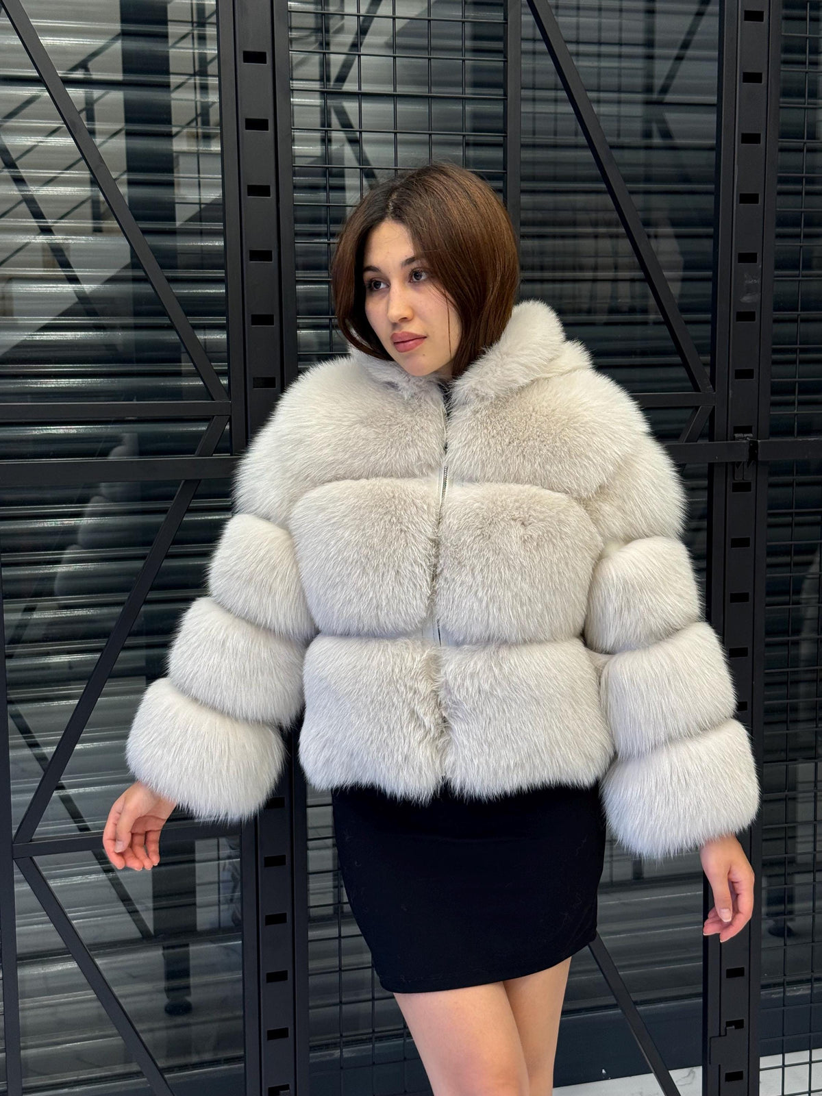 Beige Fox Fur Jacket, Women’s Cropped Fox Fur Coat , Short Fox Fur Jacket.. Fox Fur