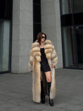 Long Gold Fox Fur Coat, Luxury Unisex Fox Fur Jacket, Golden Fox Fur Jacket, Premium Fox Fur Coat