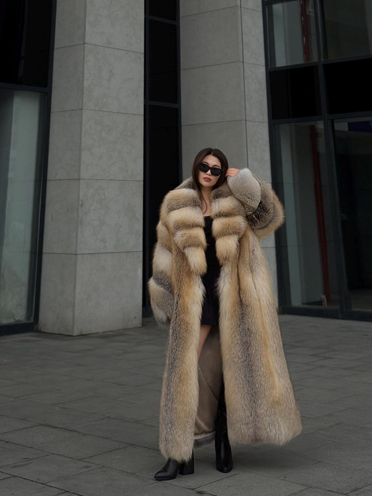 Long Gold Fox Fur Coat, Luxury Unisex Fox Fur Jacket, Golden Fox Fur Jacket, Premium Fox Fur Coat