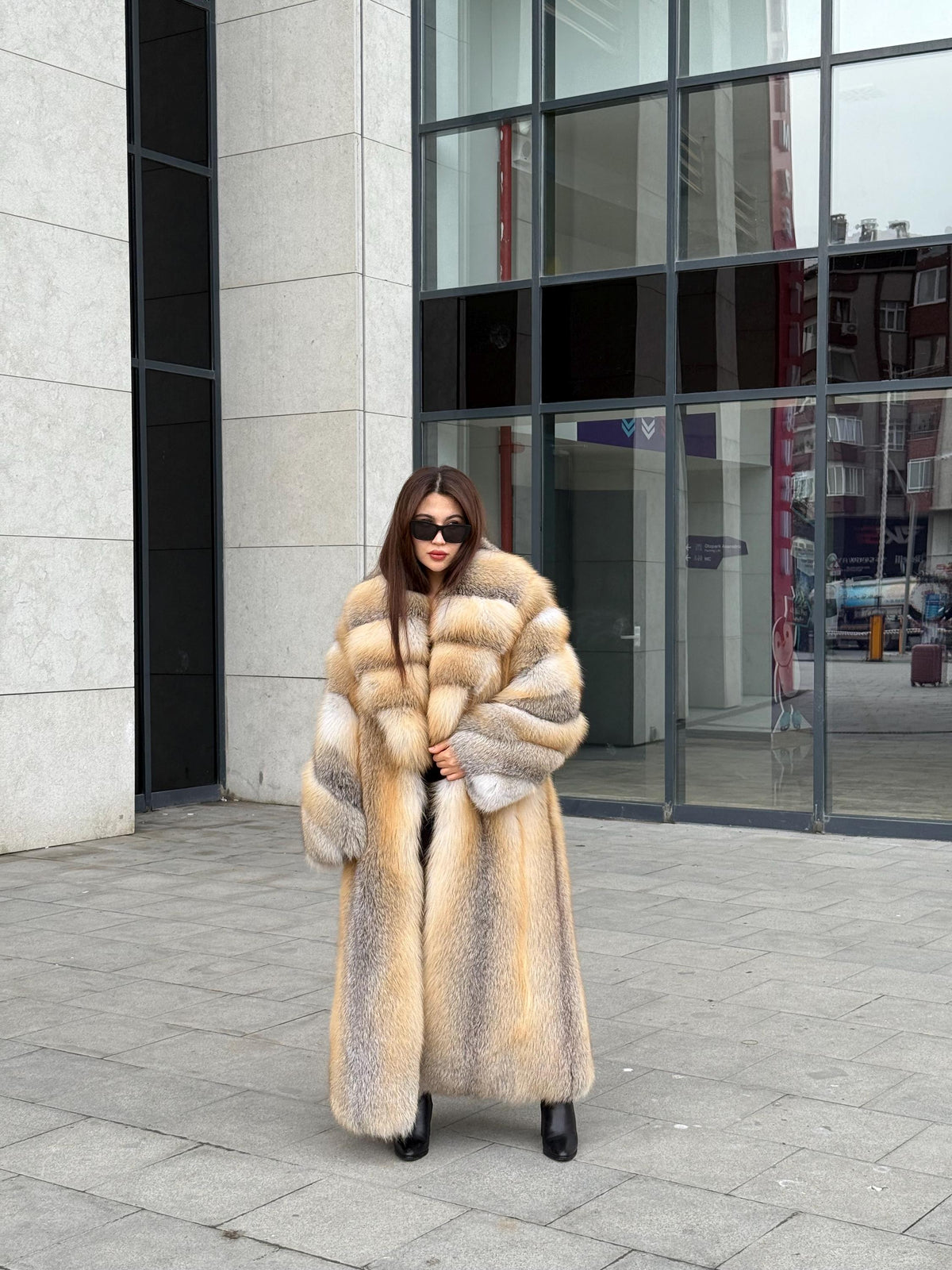 Long Gold Fox Fur Coat, Luxury Unisex Fox Fur Jacket, Golden Fox Fur Jacket, Premium Fox Fur Coat