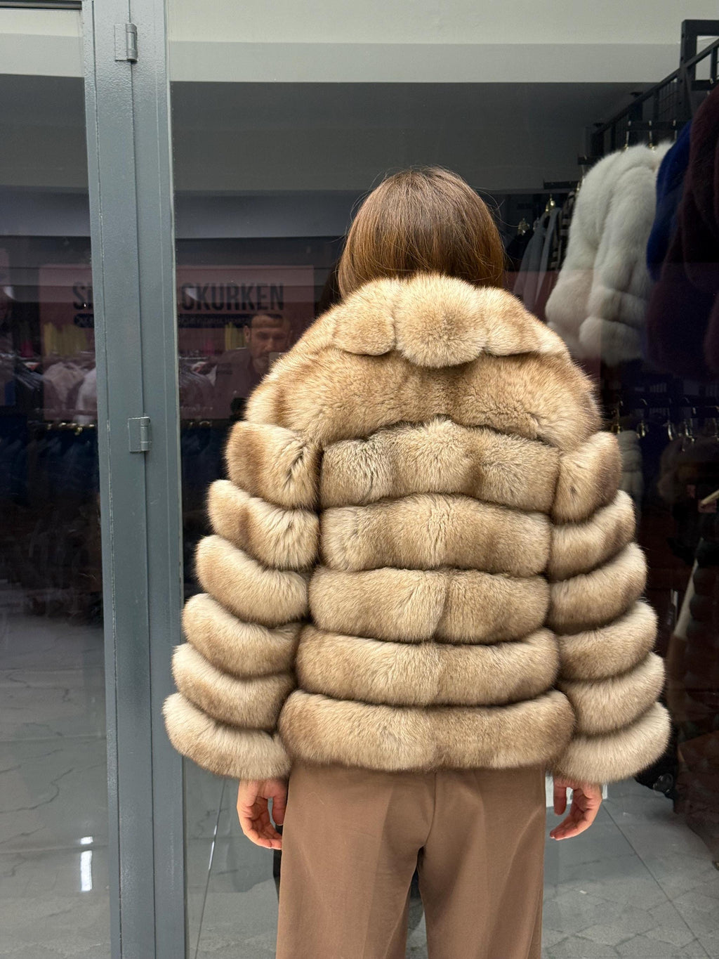 Beige Fox Fur Jacket: Women Fox Fur Coat. Short Fox Fur Jacket. Soft Fox Fur Coat. Fox Fur
