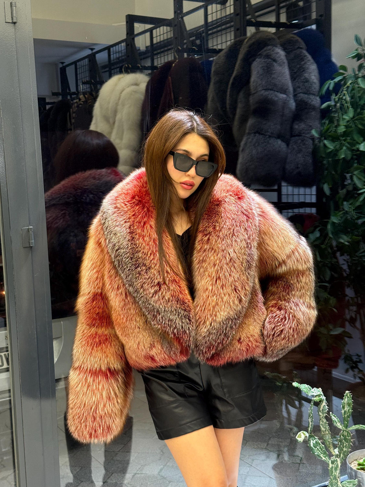 Red Fox Fur Jacket, Women Fox Fur Coat, Short Fox Fur Jacket, Limited Edition Premium Fox Fur Jacket.- Fox Fur