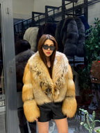 Gold Fox Fur Jacket, Women Fox Fur Coat,- Short Fox Fur Jacket.. Argentina Fox Fur_- Premium Fox Fur Jacket