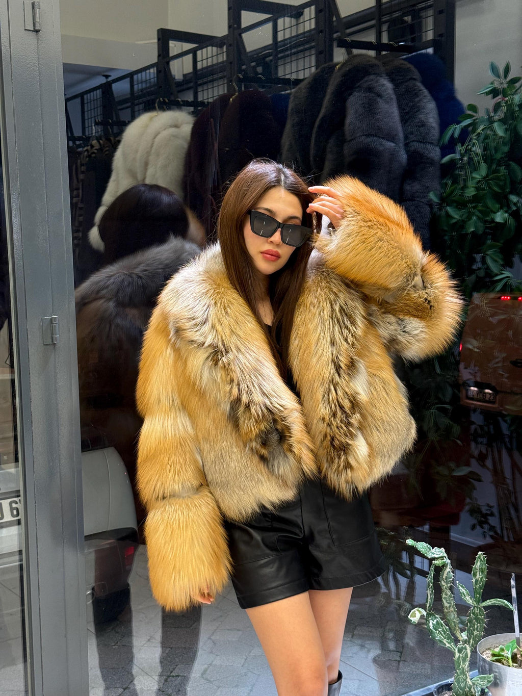 Gold Fox Fur Jacket, Women Fox Fur Coat,- Short Fox Fur Jacket.. Argentina Fox Fur_- Premium Fox Fur Jacket