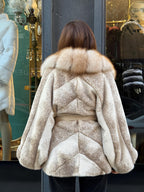 Beige Faux Mink Fur Cape - Collar Fox Fur Jacket. Women Fox Fur Jacket-.. Beige Fox Fur Jacket..- Fox Fur Cape