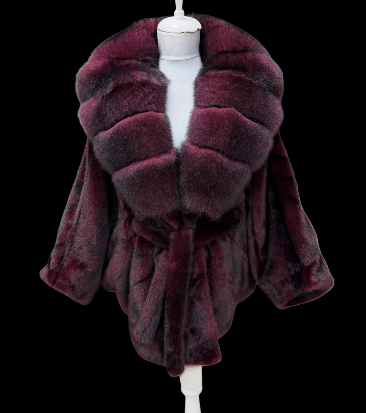 Brown Faux Mink Fur Cape - Collar Fox Fur Jacket. Women Fox Fur Jacket-.. Sable Brown Fox Fur Jacket..- Fox Fur