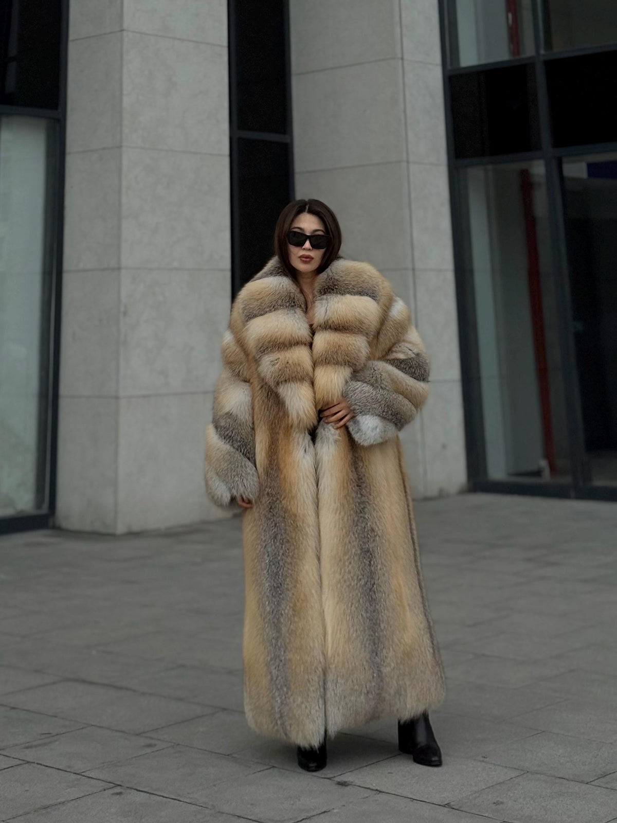 Long Gold Fox Fur Coat, Luxury Unisex Fox Fur Jacket, Golden Fox Fur Jacket, Premium Fox Fur Coat