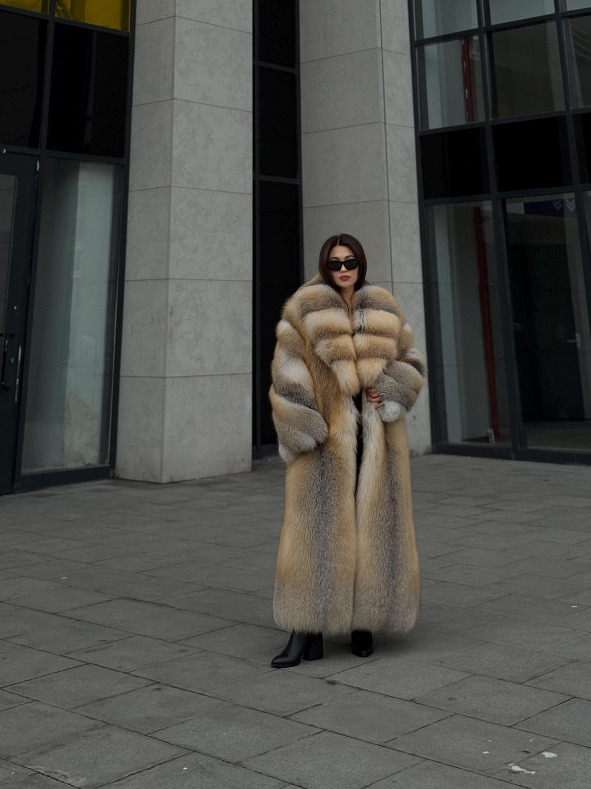 Long Gold Fox Fur Coat, Luxury Unisex Fox Fur Jacket, Golden Fox Fur Jacket, Premium Fox Fur Coat