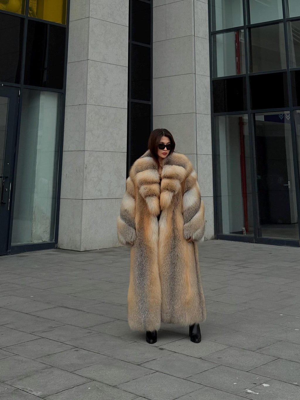 Long Gold Fox Fur Coat, Luxury Unisex Fox Fur Jacket, Golden Fox Fur Jacket, Premium Fox Fur Coat