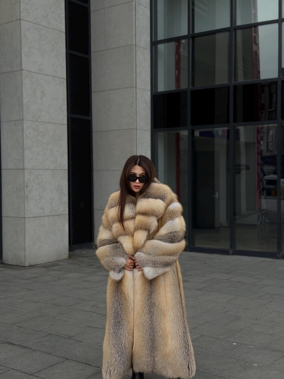 Long Gold Fox Fur Coat, Luxury Unisex Fox Fur Jacket, Golden Fox Fur Jacket, Premium Fox Fur Coat