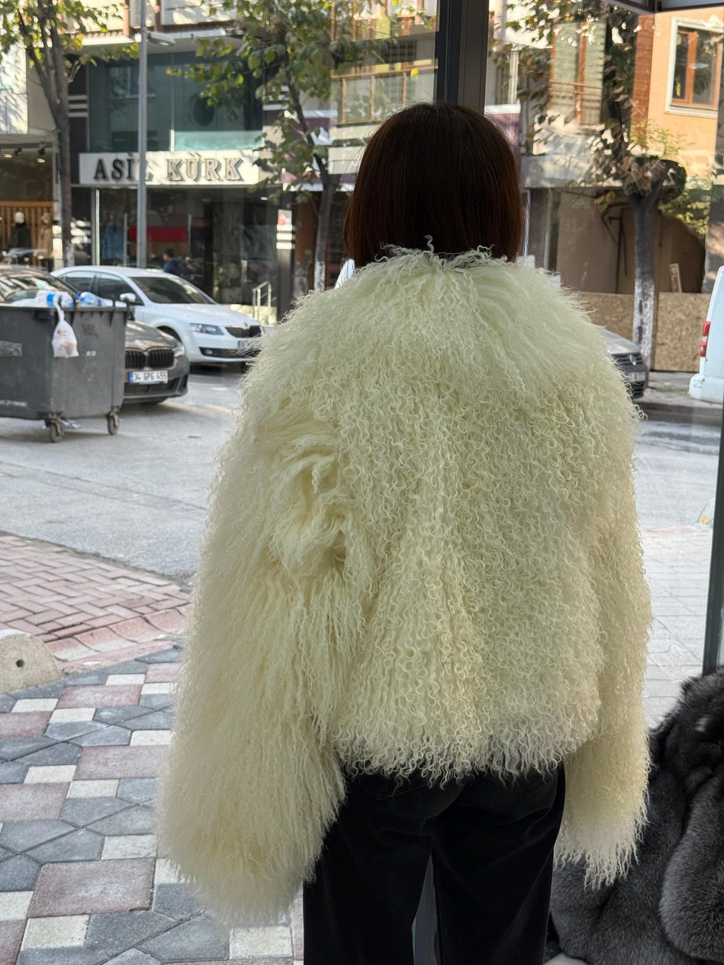 Ivory White Tibetan Fur Coat, Women’s Shaggy Lamb Fur Jacket, Mongolian Lamb Fur Coat, Longhair Lamb Fur Jacket