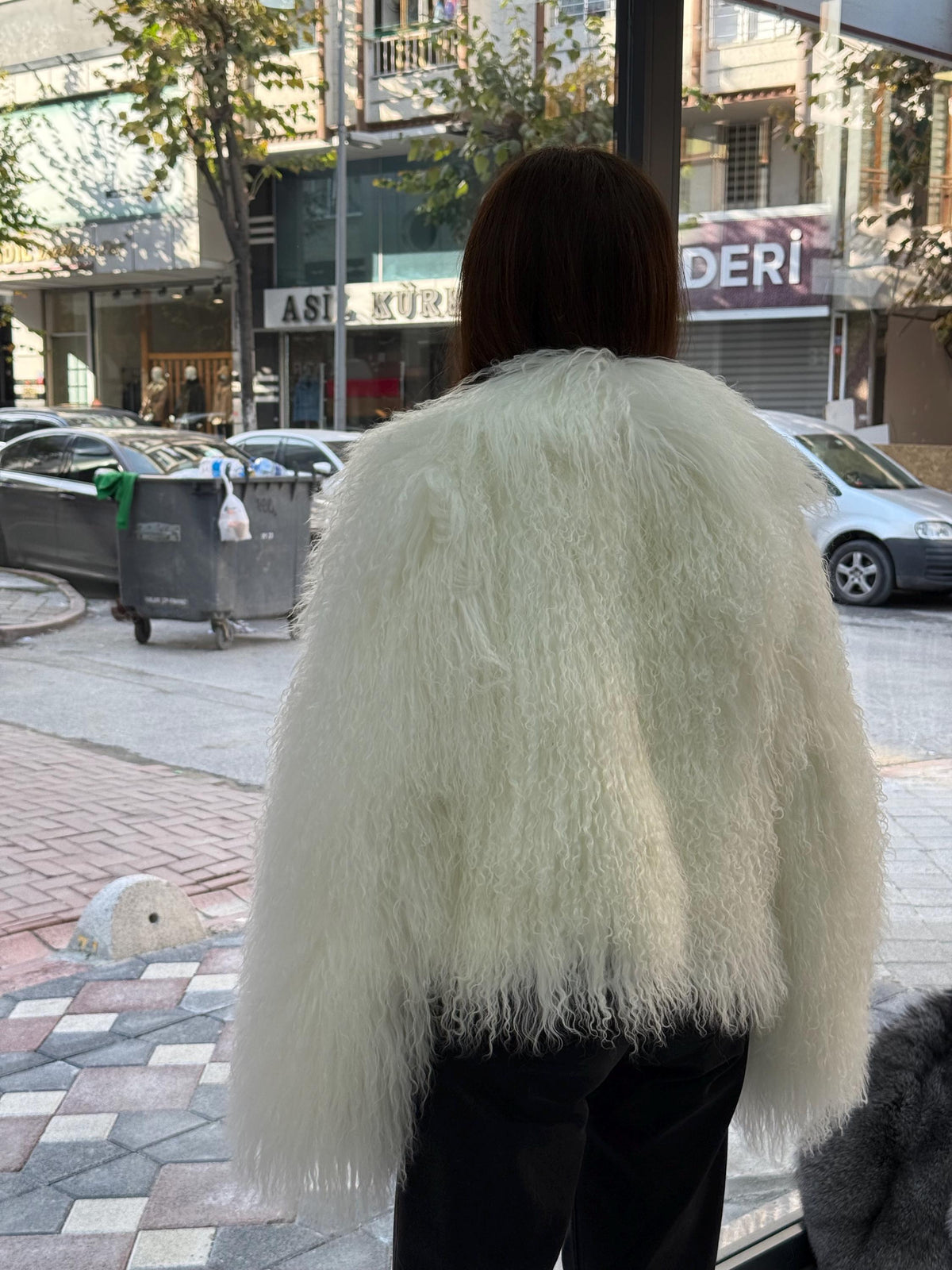 White Tibetan Fur Coat, Women’s Short Shaggy Mongolian Lamb Fur Jacket, Longhair Lamb Fur Jacket, Tibet Fur Jacket