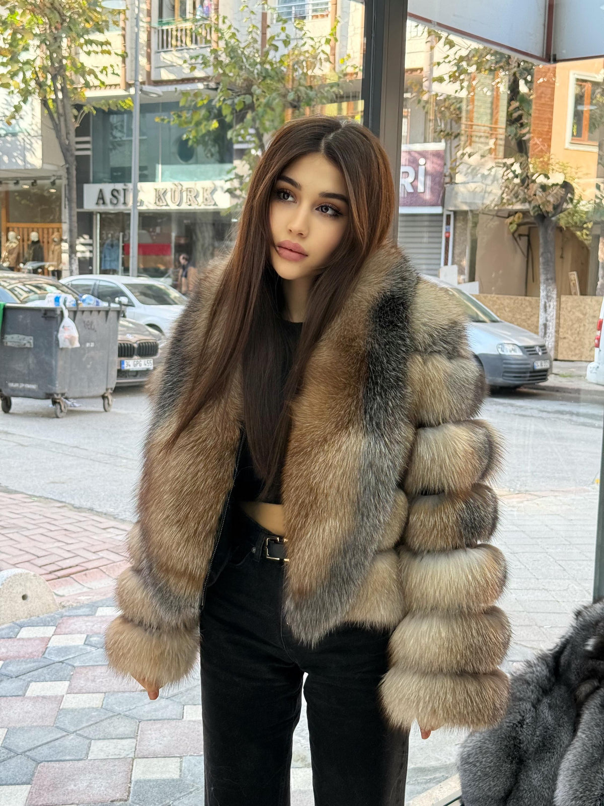 Gold Frost Fox Fur Jacket. Women’s Short Fox Fur Jacket. Frost Fox Fur Coat. Golden Fox Fur Jacket. Huge Collar Fox Fur Coat