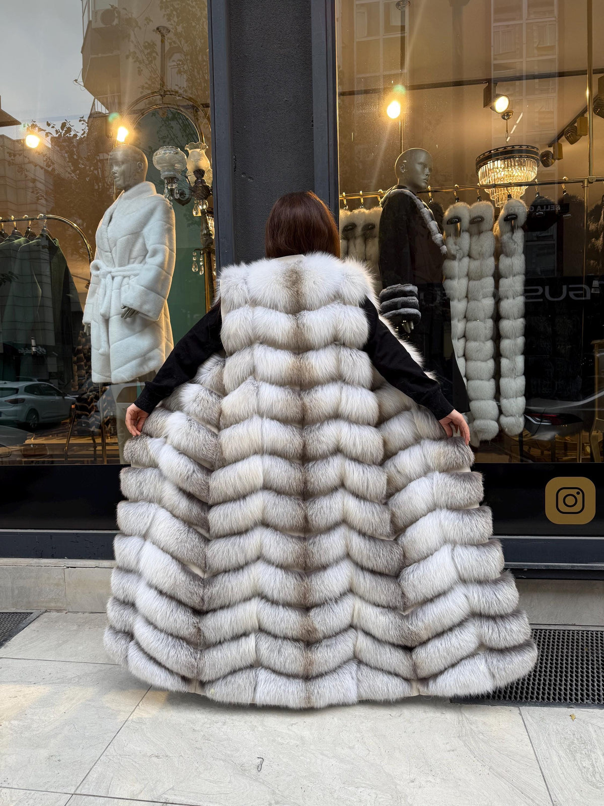 Long White Frost Fox Fur Vest, Women Frost Fox Fur Gilet, Sleeveless Fox Fur Jacket, Full Length Fox Fur Vest