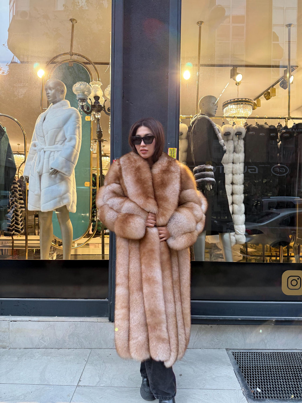 Long Gold Beige Fox Fur Coat, Luxury Fox Fur Jacket. Women Fox Fur Jacket. Long Fox Fur Coat. Premium Fox Fur Jacket