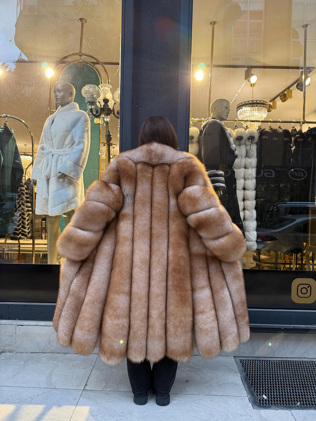 Long Gold Beige Fox Fur Coat, Luxury Fox Fur Jacket. Women Fox Fur Jacket. Long Fox Fur Coat. Premium Fox Fur Jacket