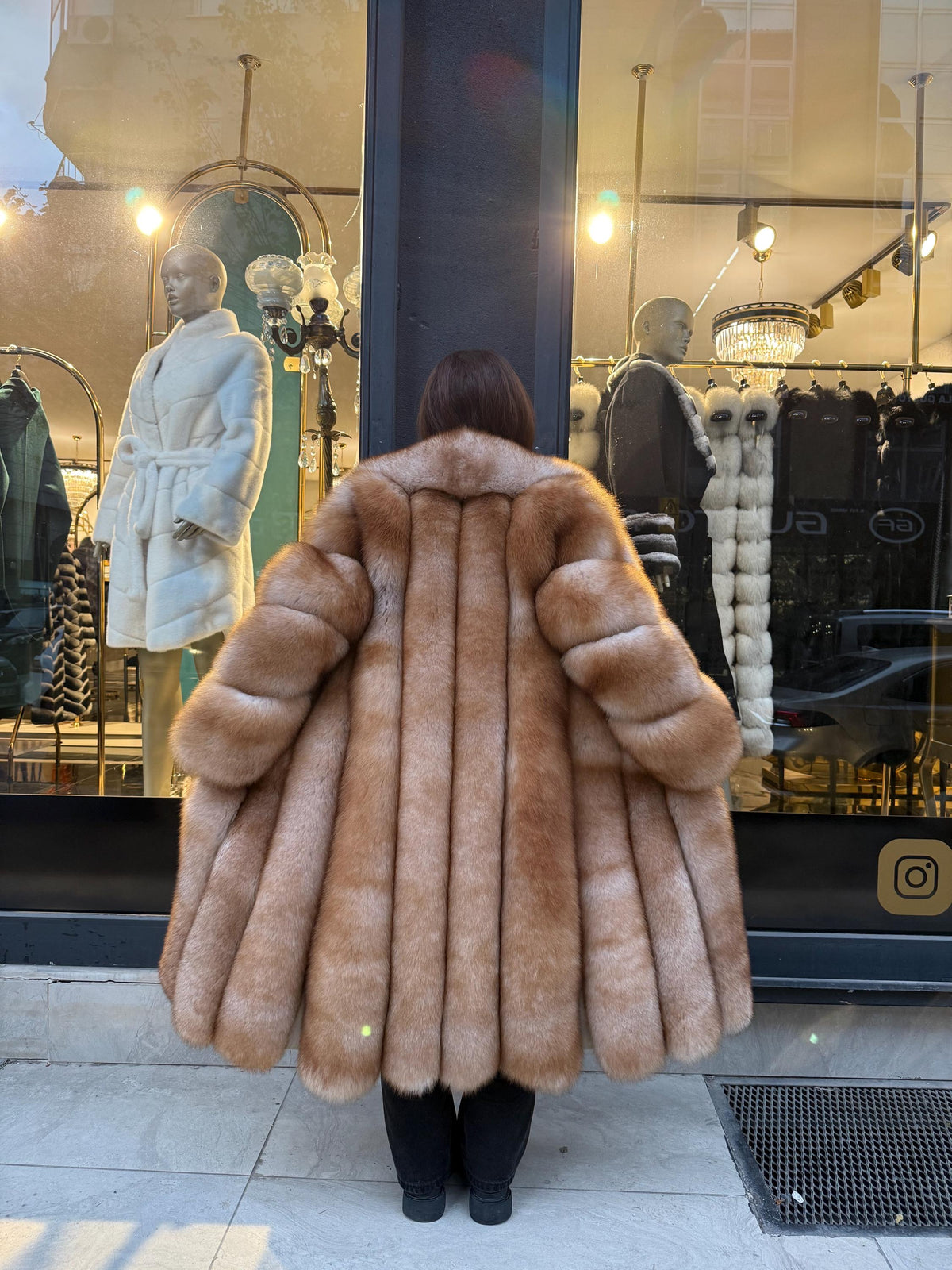 Long Gold Beige Fox Fur Coat, Luxury Fox Fur Jacket. Women Fox Fur Jacket. Long Fox Fur Coat. Premium Fox Fur Jacket