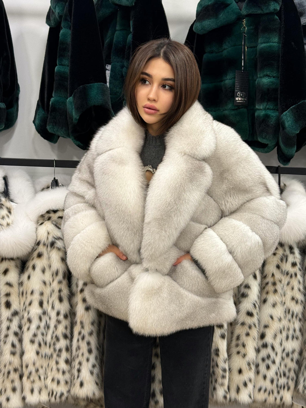 White Fox Fur Jacket. Women Fox Fur Coat. Short Fox Fur Jacket. Premium Fox Fur Coat