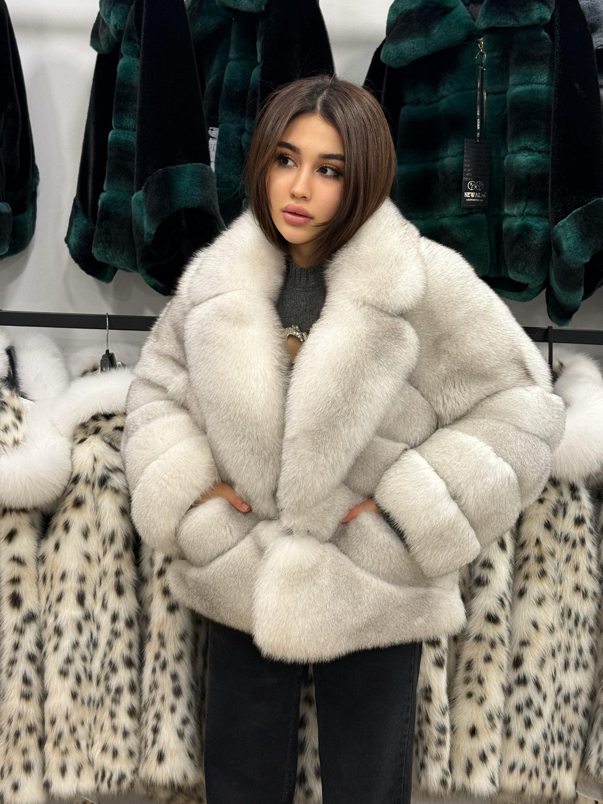 White Fox Fur Jacket. Women Fox Fur Coat. Short Fox Fur Jacket. Premium Fox Fur Coat