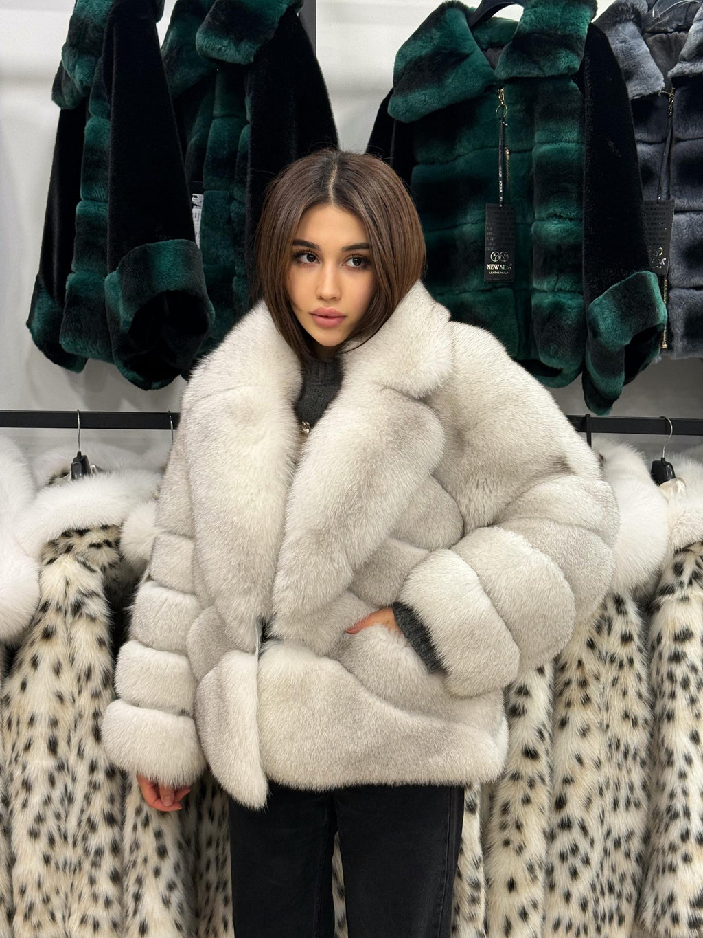 White Fox Fur Jacket. Women Fox Fur Coat. Short Fox Fur Jacket. Premium Fox Fur Coat