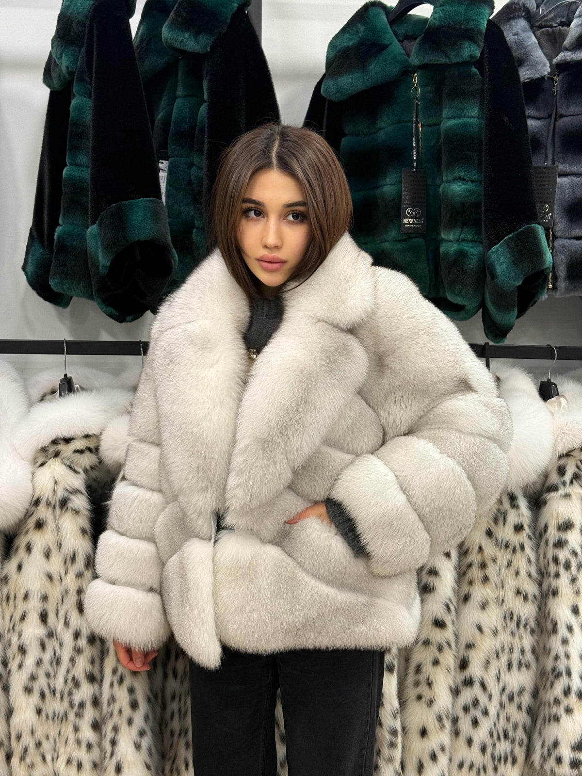 White Fox Fur Jacket. Women Fox Fur Coat. Short Fox Fur Jacket. Premium Fox Fur Coat