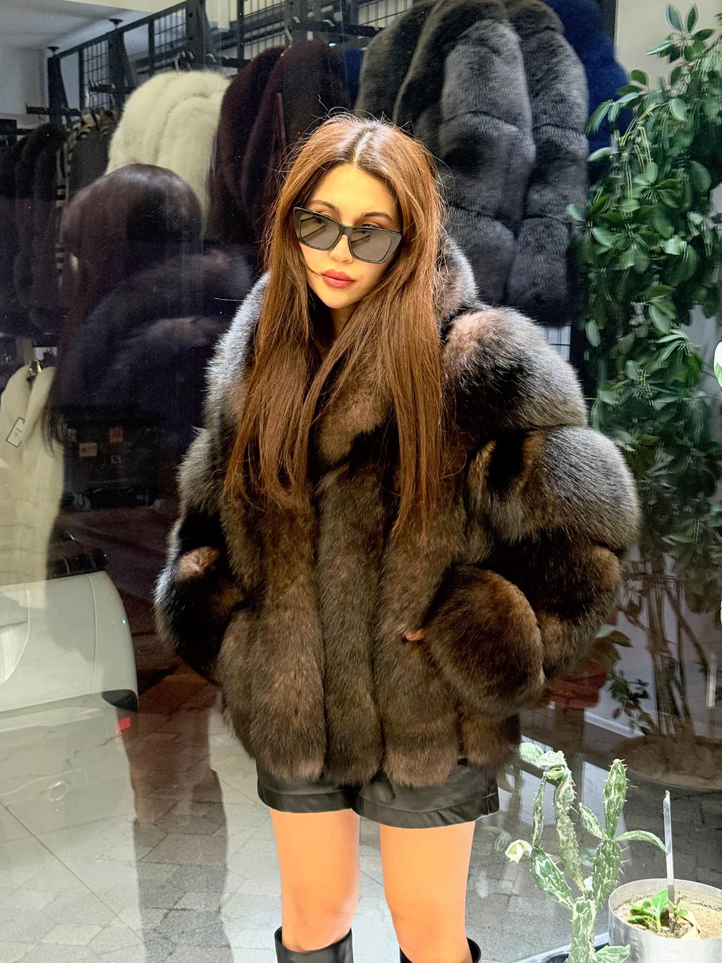 Women’s Brown Fox Fur Jacket: Limited Edition Sable Color Fur Coat. Short Fox Fur Jacket. Sable Brown Fox Fur Jacket
