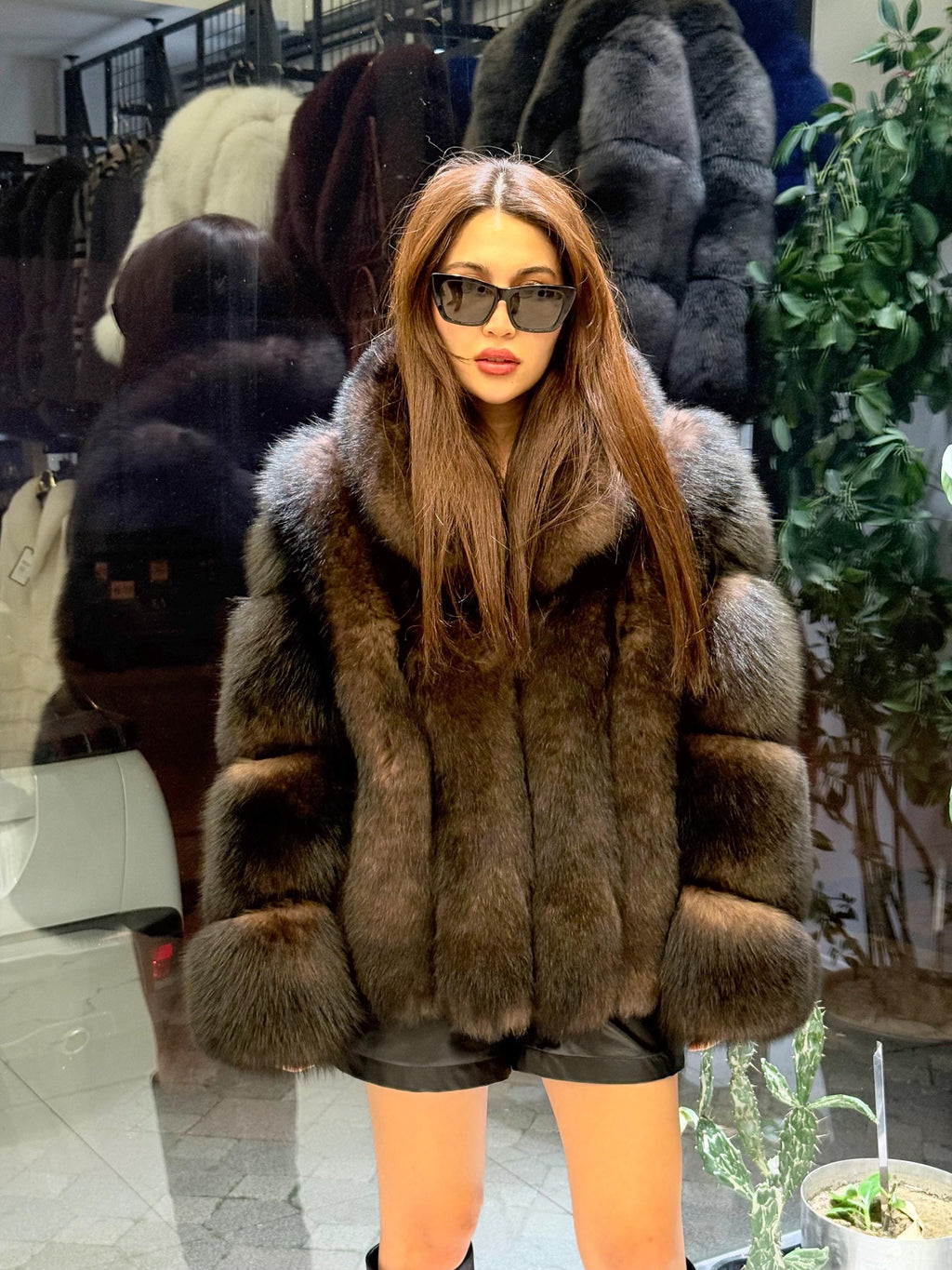 Women’s Brown Fox Fur Jacket: Limited Edition Sable Color Fur Coat. Short Fox Fur Jacket. Sable Brown Fox Fur Jacket