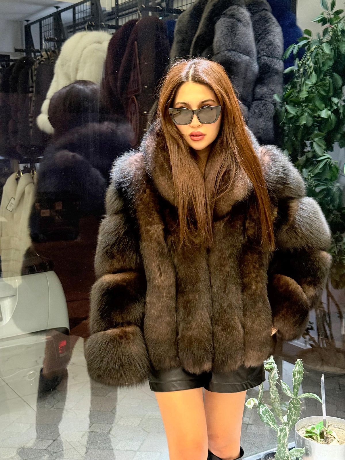 Women’s Brown Fox Fur Jacket: Limited Edition Sable Color Fur Coat. Short Fox Fur Jacket. Sable Brown Fox Fur Jacket