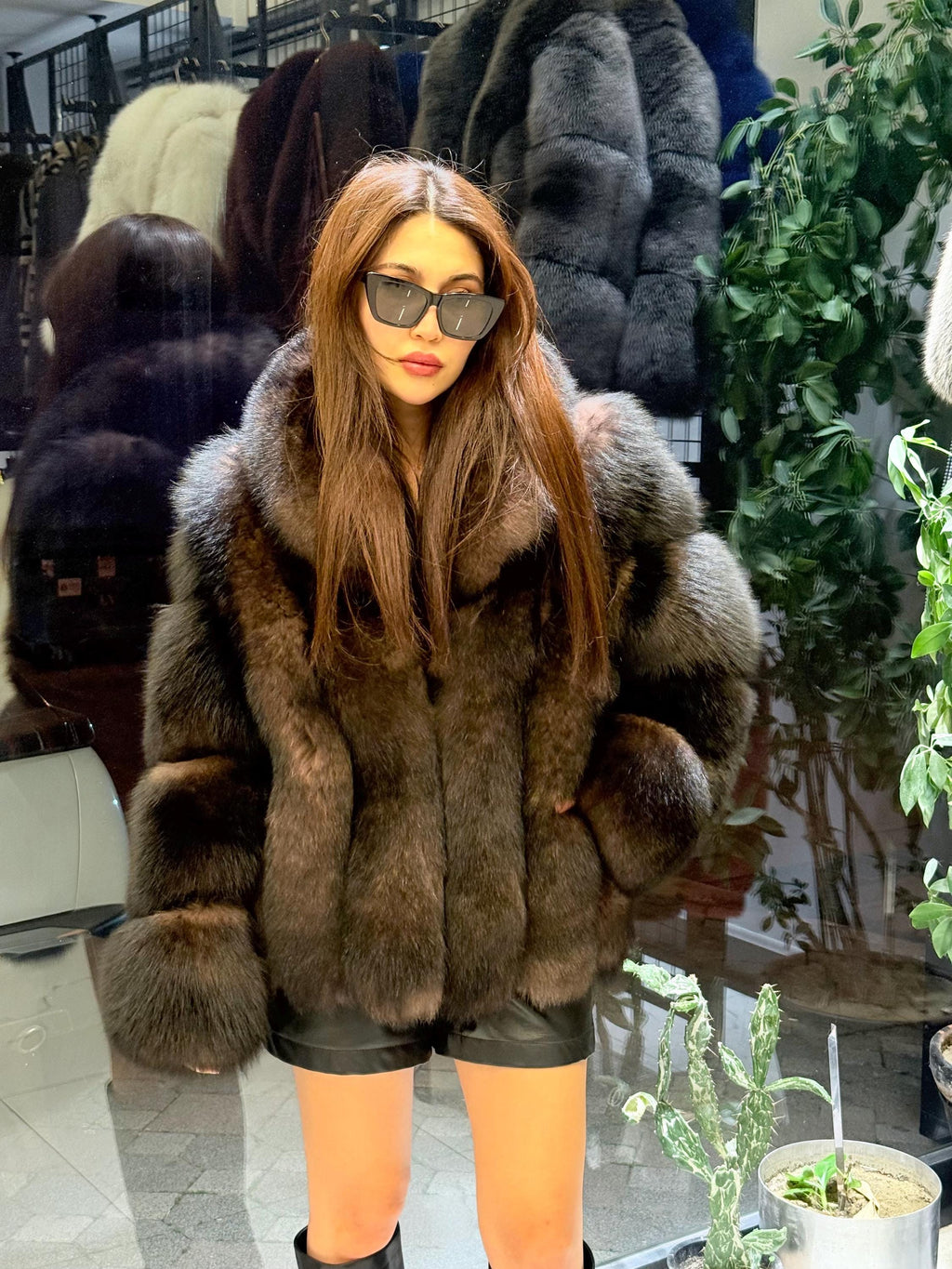 Women’s Brown Fox Fur Jacket: Limited Edition Sable Color Fur Coat. Short Fox Fur Jacket. Sable Brown Fox Fur Jacket