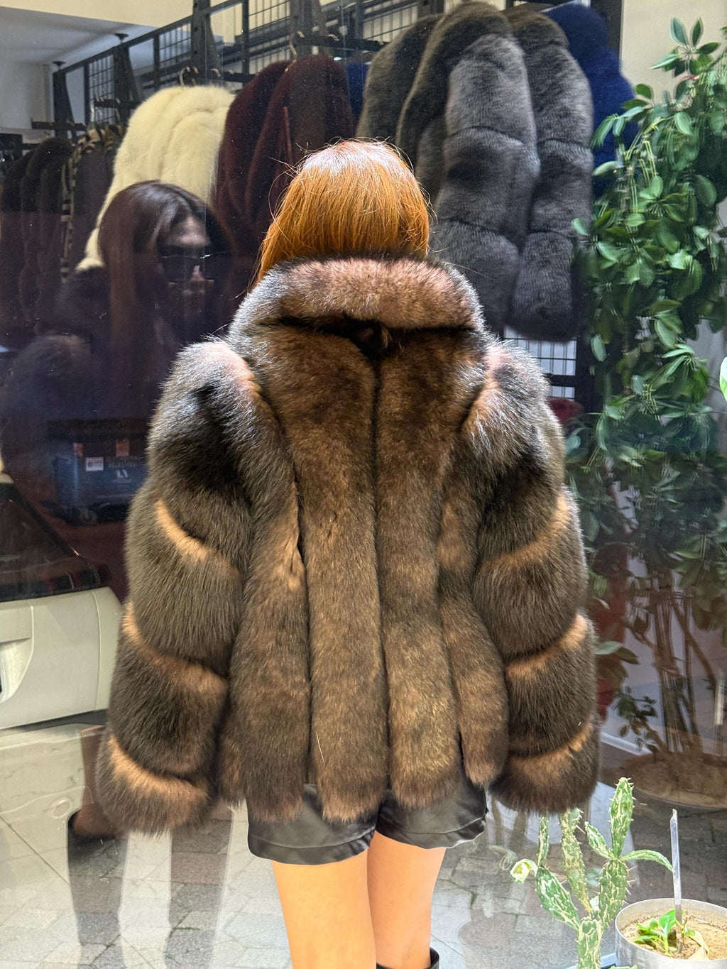Women’s Brown Fox Fur Jacket: Limited Edition Sable Color Fur Coat. Short Fox Fur Jacket. Sable Brown Fox Fur Jacket