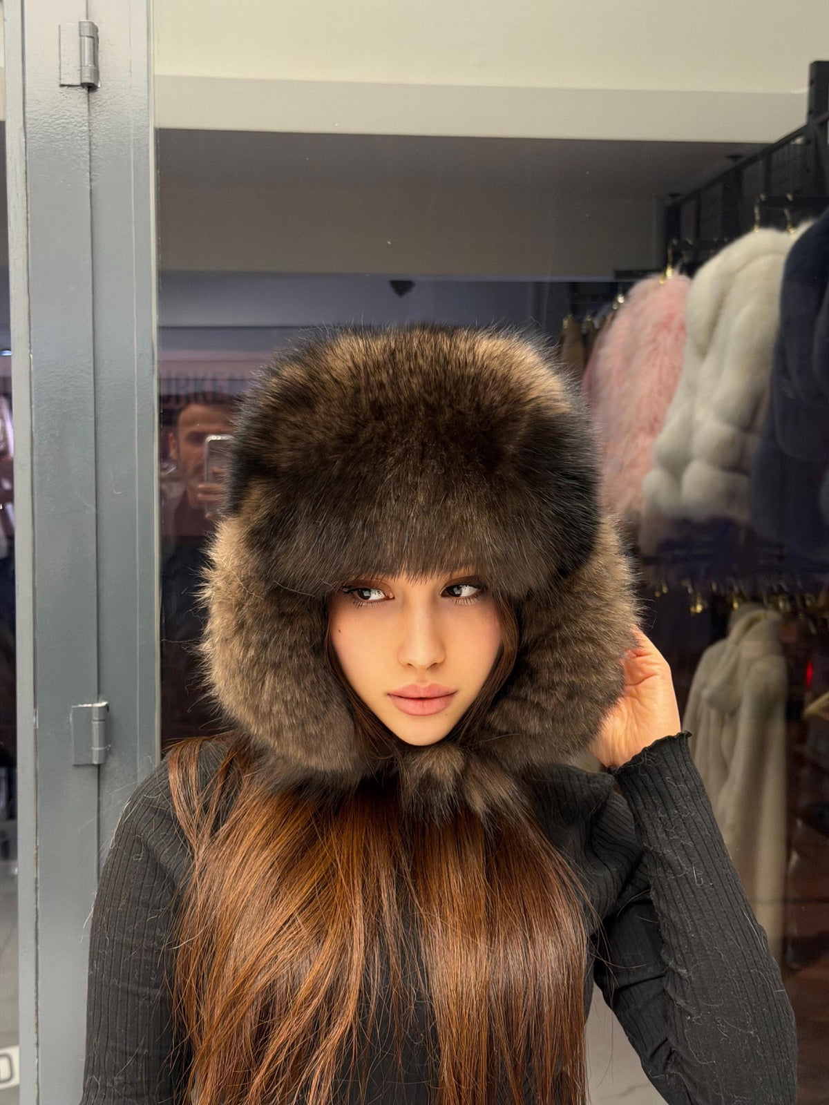 Real Fox Fur Ushanka Hat | Brown Winter Russian Hat with Pom Poms | Sable Brown Fox Fur Trapper Hat Women | Cold Weather Gift