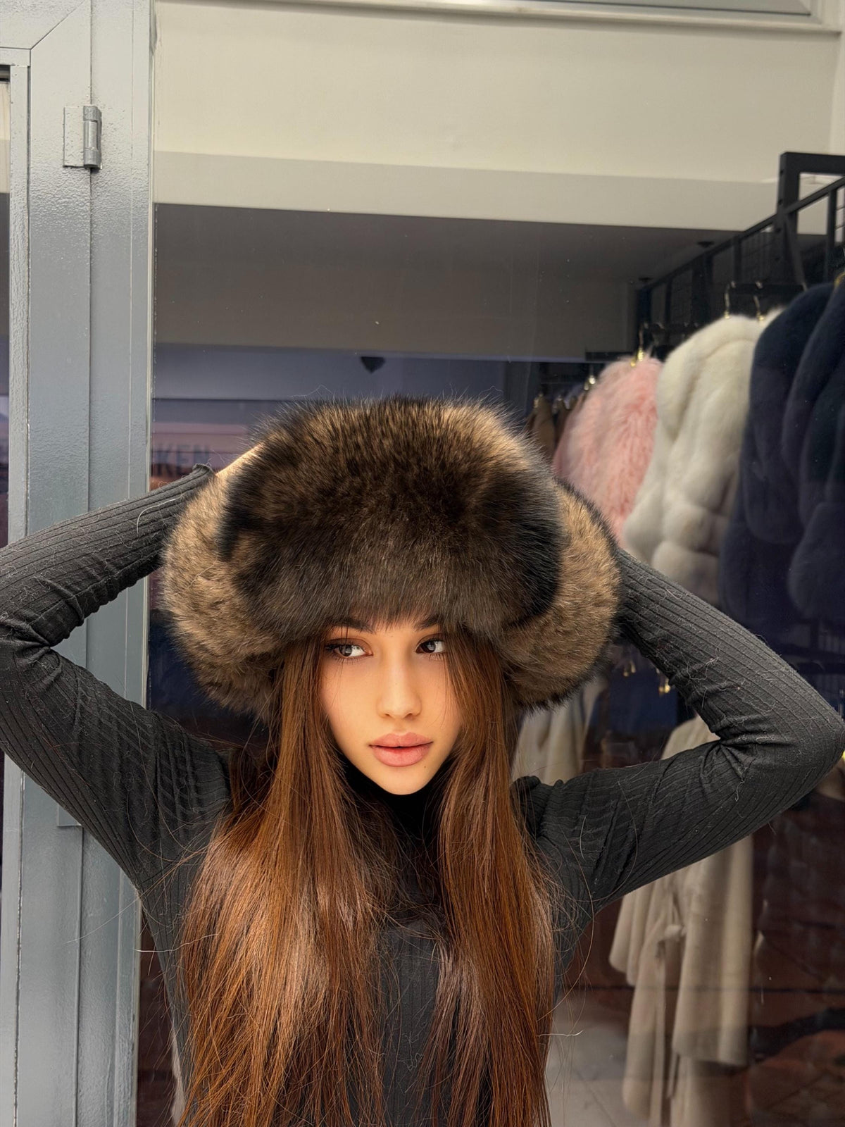 Real Fox Fur Ushanka Hat | Brown Winter Russian Hat with Pom Poms | Sable Brown Fox Fur Trapper Hat Women | Cold Weather Gift