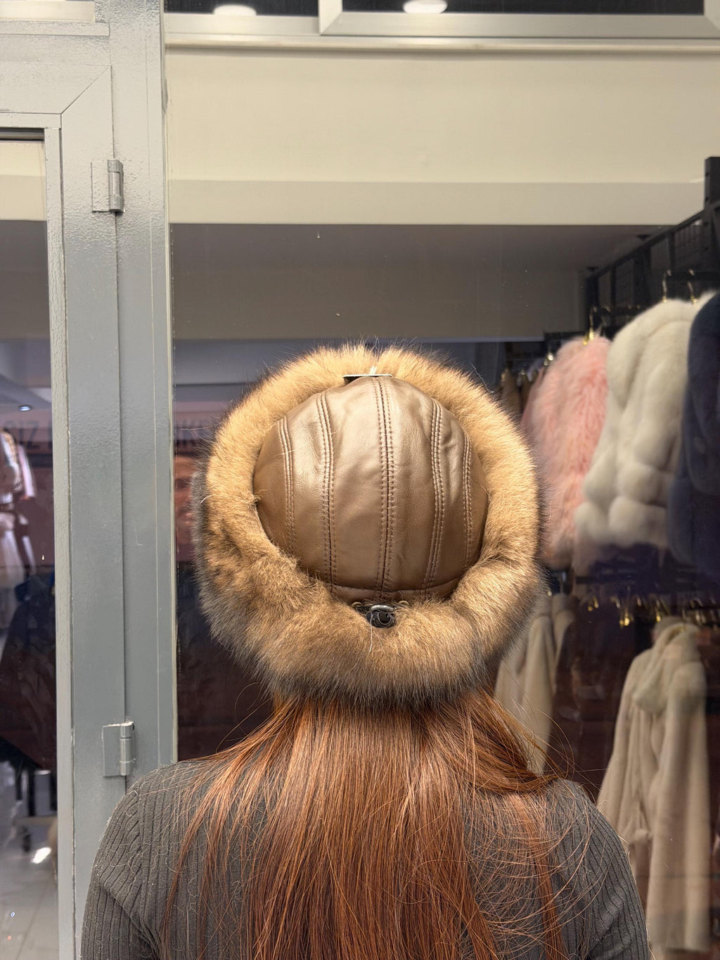 Brown Real Fox Fur Hat with Leather Top | Handmade Round Russian Winter Hat | Sable Brown Cossack Fur Hat for Women & Men | Warm Gift Idea