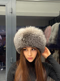Silver Fox Fur Hat with Leather Top | Handmade Round Russian Winter Hat | Luxury Cossack Fur Hat for Women & Men | Warm Gift Idea