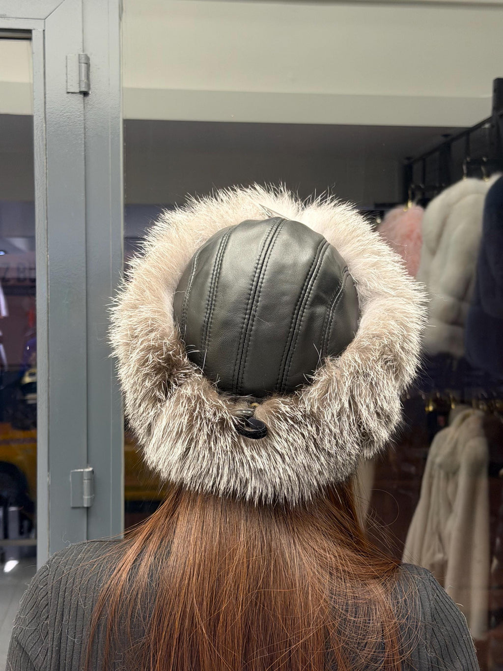 Silver Fox Fur Hat with Leather Top | Handmade Round Russian Winter Hat | Luxury Cossack Fur Hat for Women & Men | Warm Gift Idea