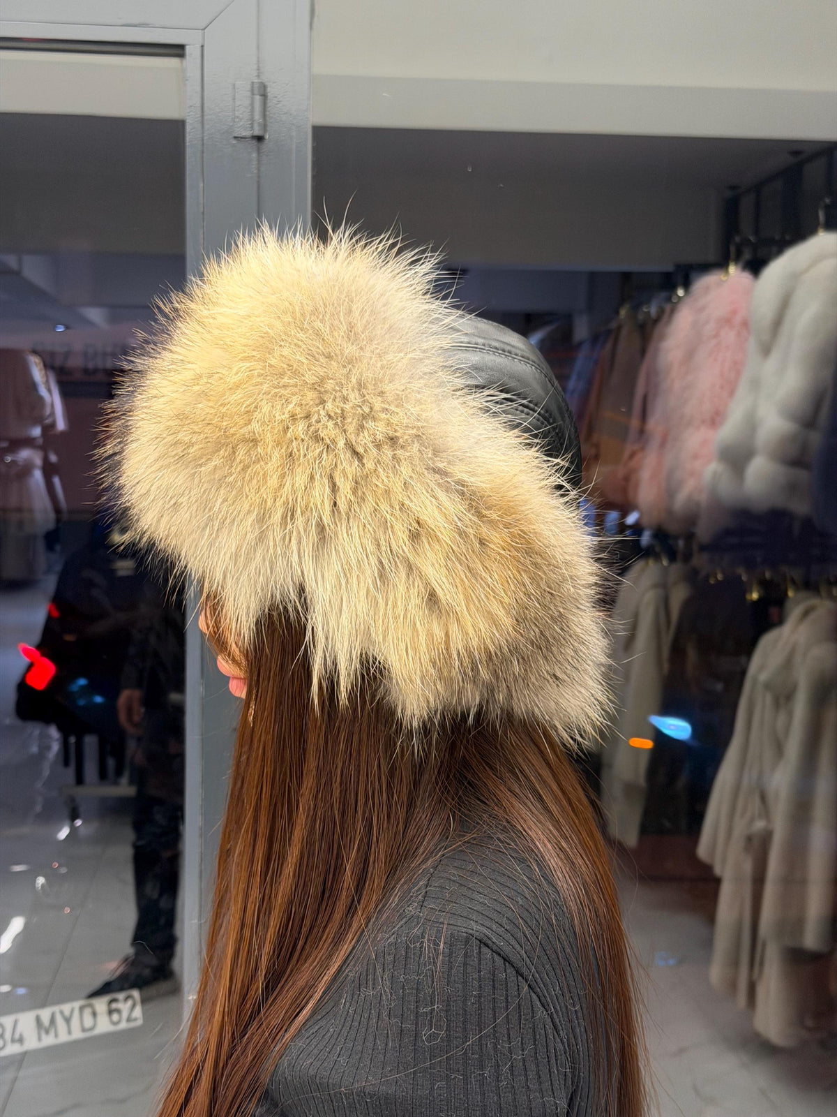 Raccoon Fox Fur Hat with Leather Top | Handmade Round Russian Winter Hat | Luxury Cossack Fur Hat for Women & Men | Warm Gift Idea