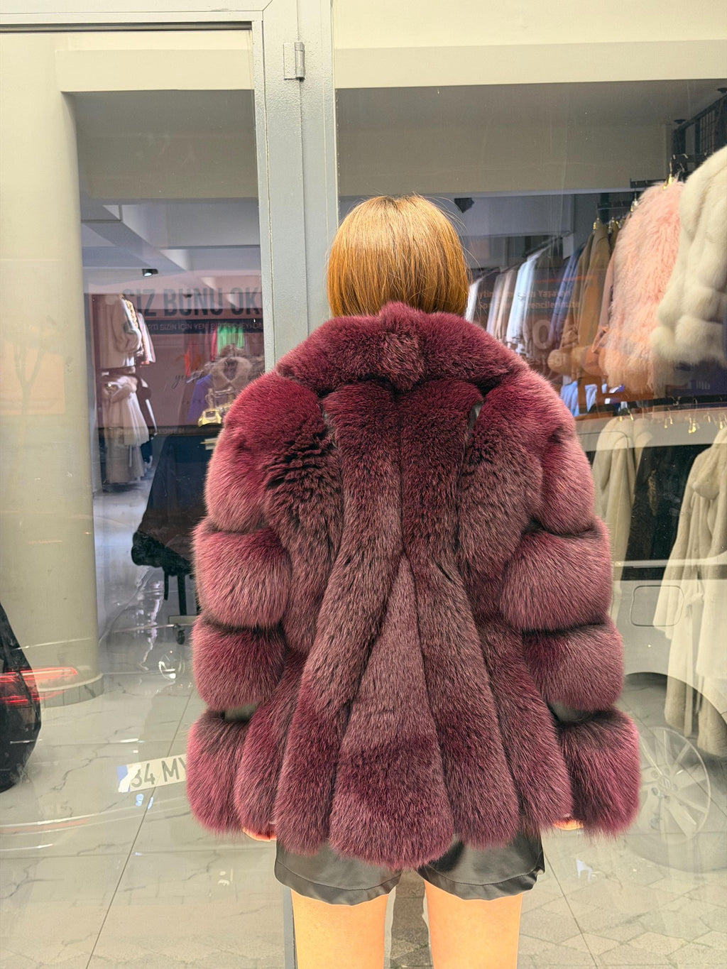Burgundy Fox Fur Jacket, Women Shawl Collar Fox Fur Coat- Women Fox Fur Jacket. Premium Fox Fur Coat. Deep Red Fox Fur Jacket