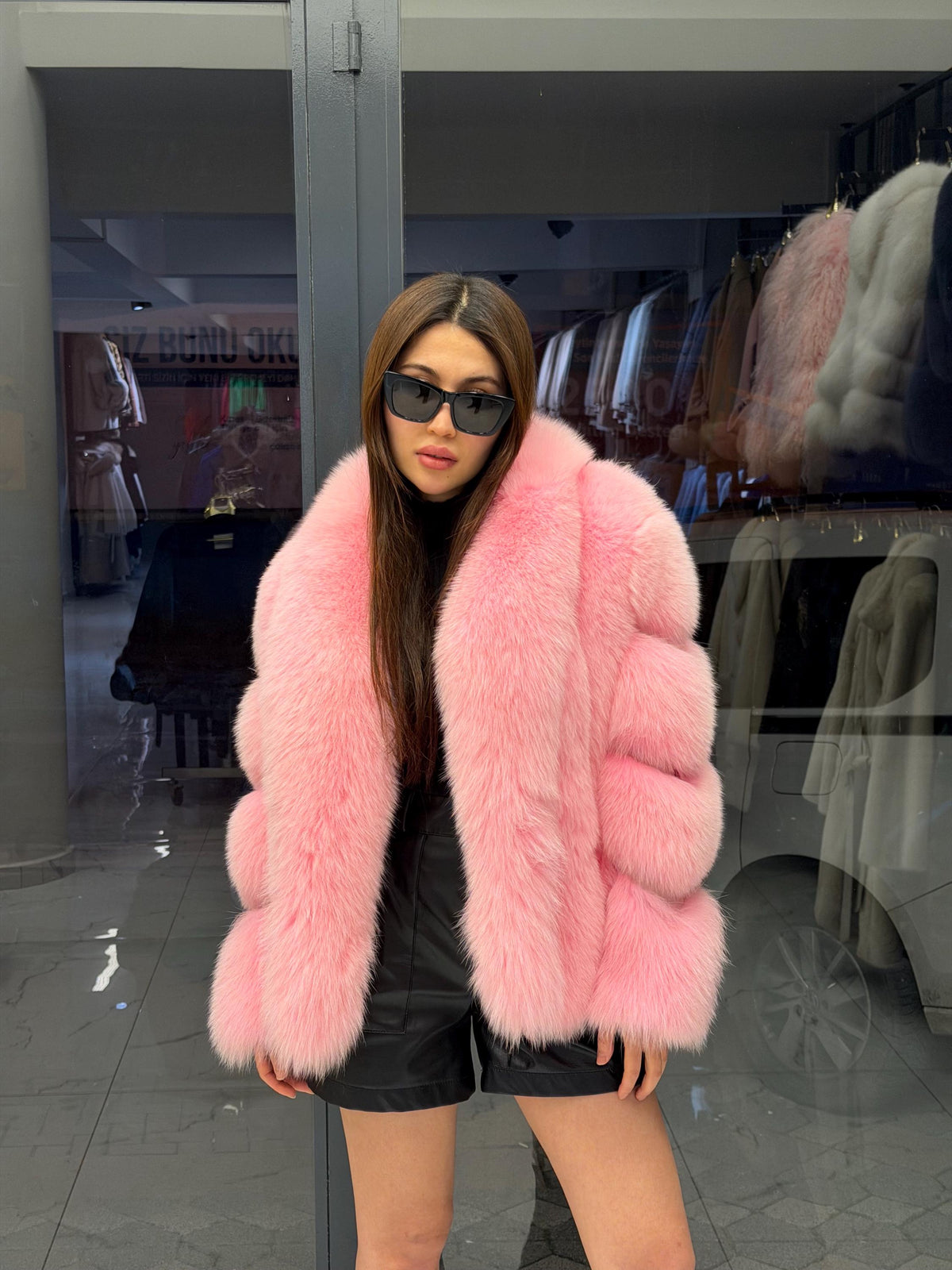Pink Fox Fur Jacket, Women Shawl Collar Fox Fur Coat- Women Fox Fur Jacket. Premium Fox Fur Coat. Pink Fox Fur Coat