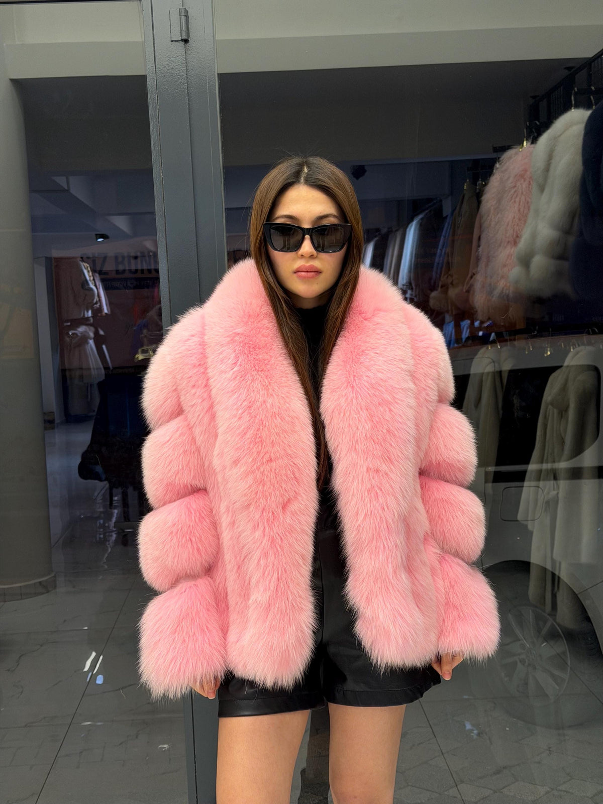 Pink Fox Fur Jacket, Women Shawl Collar Fox Fur Coat- Women Fox Fur Jacket. Premium Fox Fur Coat. Pink Fox Fur Coat