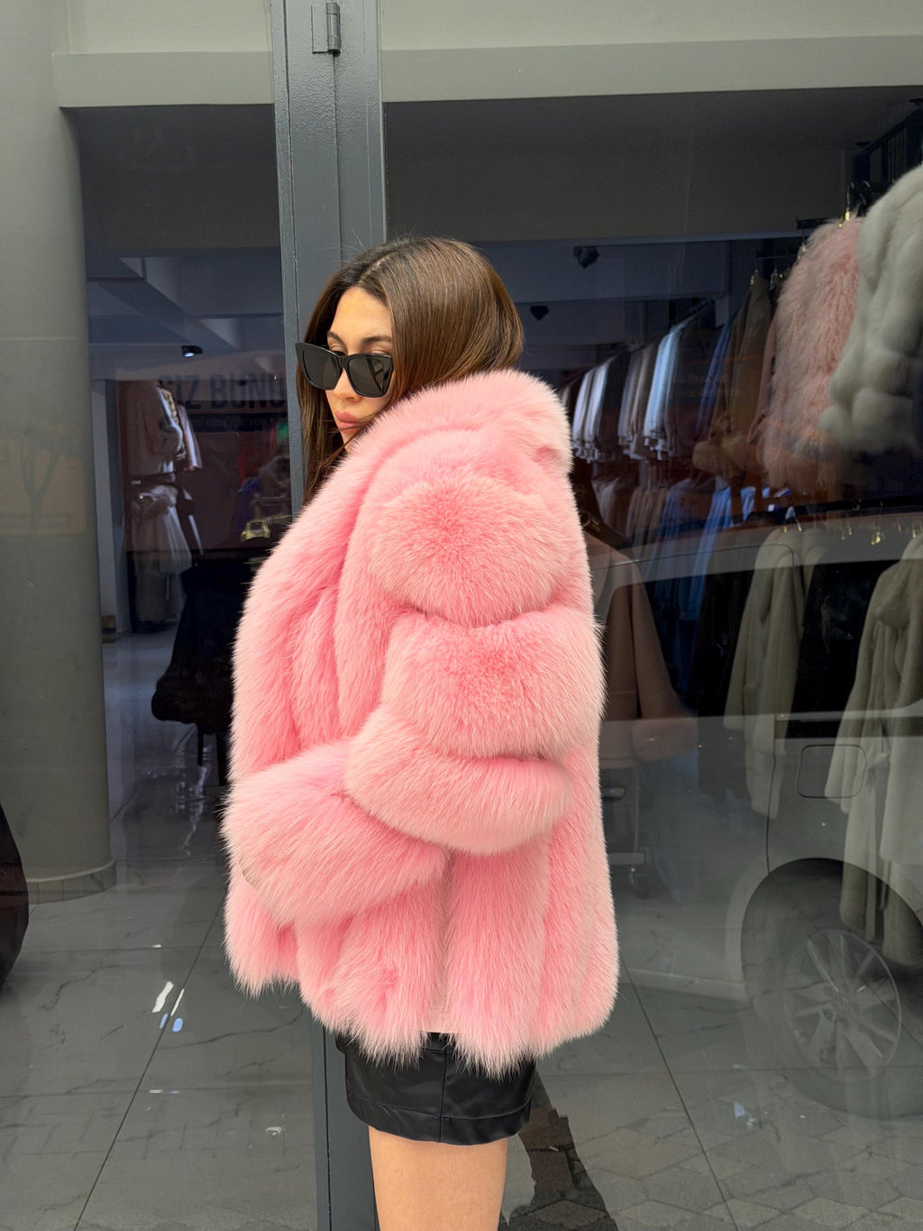 Pink Fox Fur Jacket, Women Shawl Collar Fox Fur Coat- Women Fox Fur Jacket. Premium Fox Fur Coat. Pink Fox Fur Coat